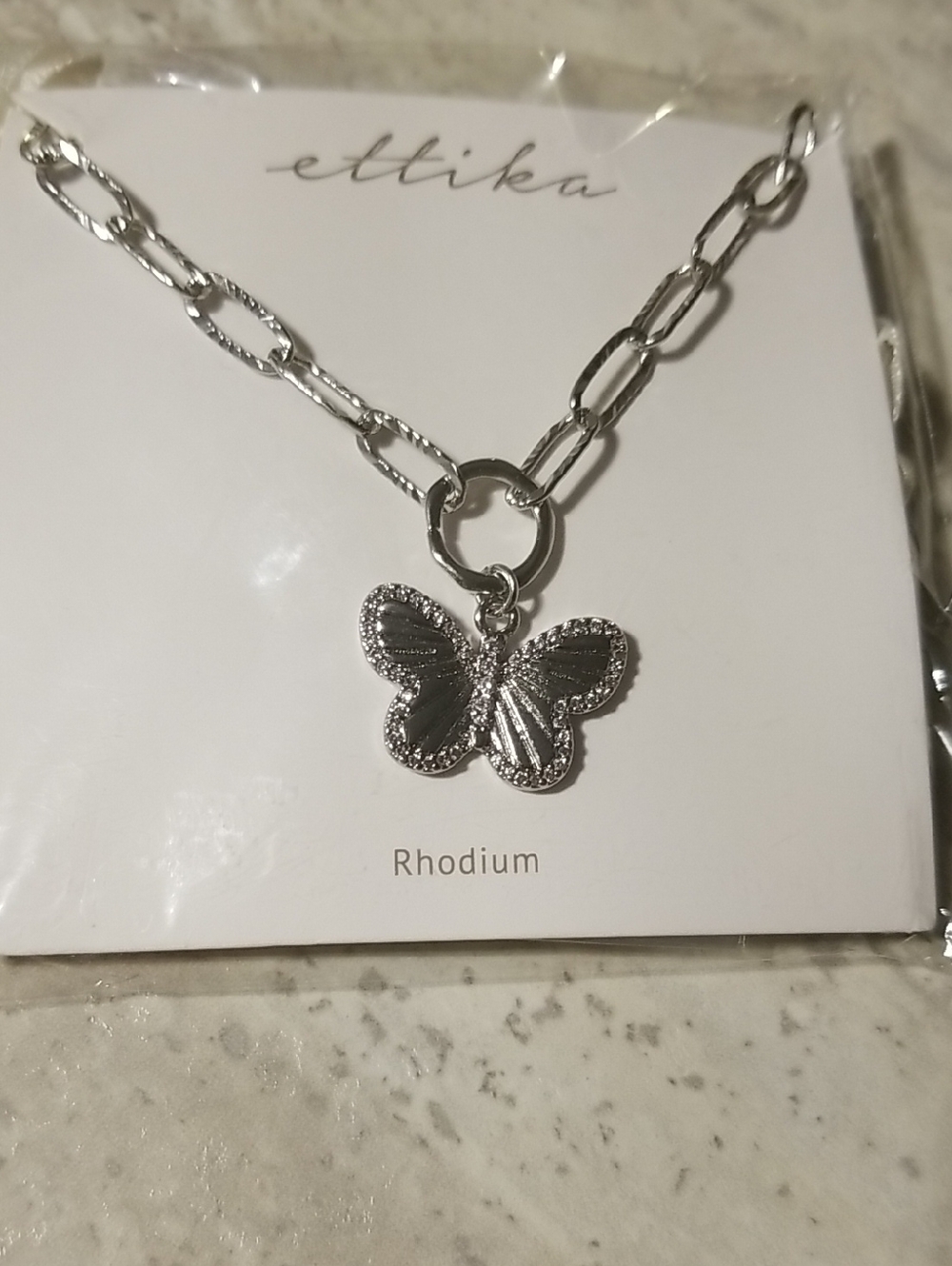 ettika Silver Butterfly  Chain Necklace